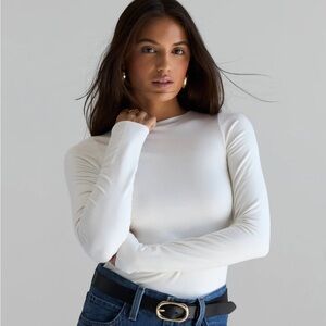 Re Ona signature long sleeve‎ top in white